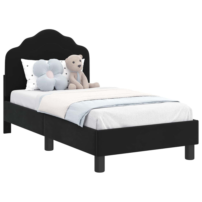 Cadru de pat pentru copii cu spătar Negru 70 x 140 cm Catifea - WALTI WALTI