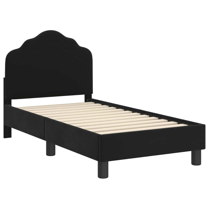 Cadru de pat pentru copii cu spătar Negru 70 x 140 cm Catifea - WALTI WALTI