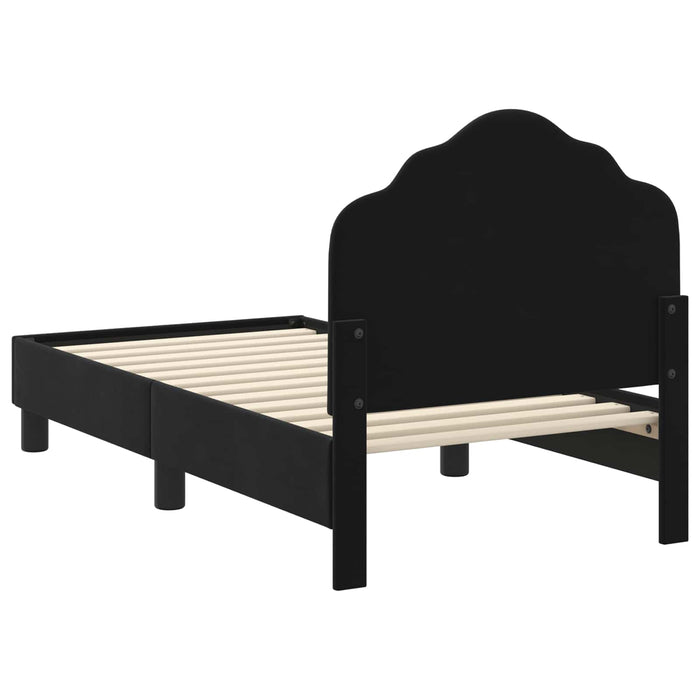 Cadru de pat pentru copii cu spătar Negru 70 x 140 cm Catifea - WALTI WALTI