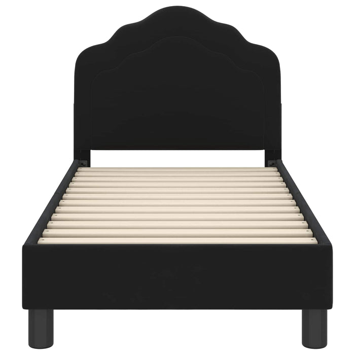 Cadru de pat pentru copii cu spătar Negru 70 x 140 cm Catifea - WALTI WALTI