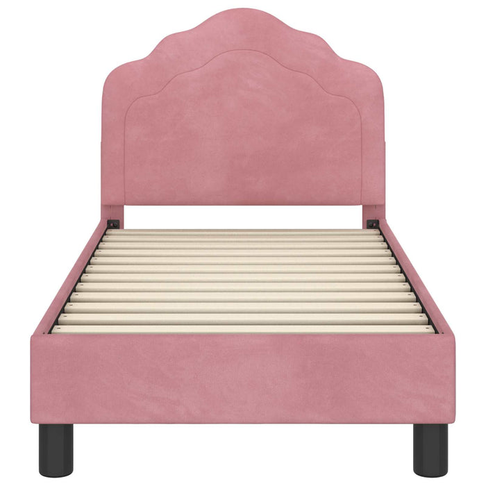 Cadru de pat pentru copii cu spătar Roz 70 x 140 cm Catifea WALTI