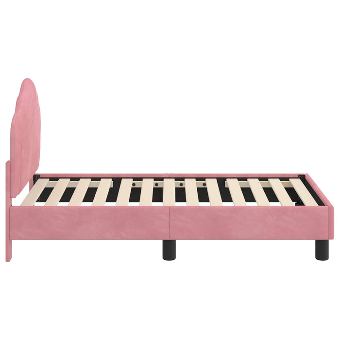 Cadru de pat pentru copii cu spătar Roz 70 x 140 cm Catifea WALTI