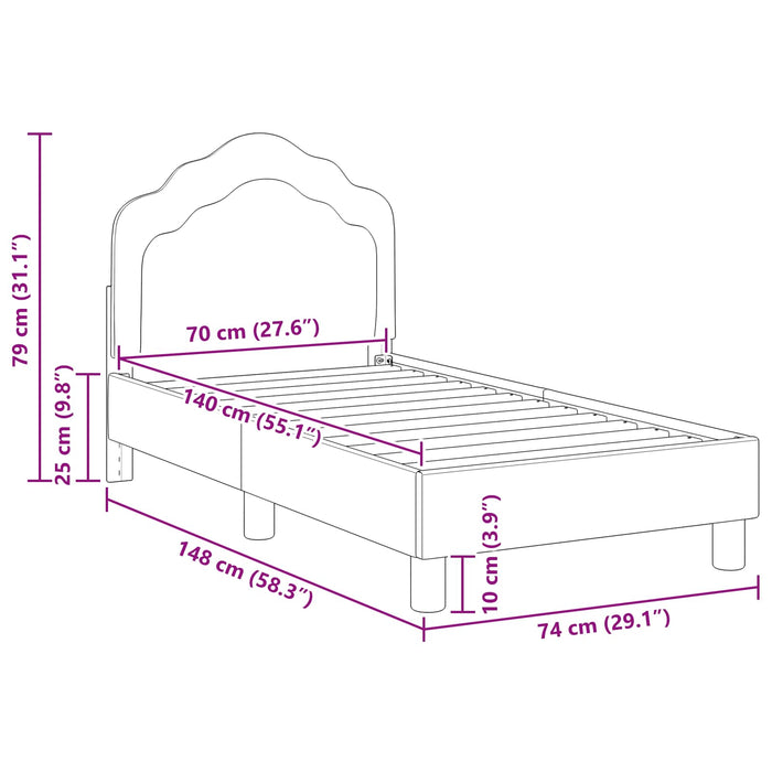 Cadru de pat pentru copii cu spătar Violet 70 x 140 cm Catifea - WALTI WALTI