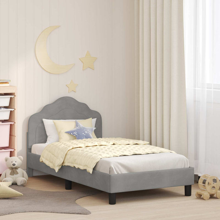 Cadru de pat pentru copii cu spătar Gri deschis 80 x 160 cm WALTI