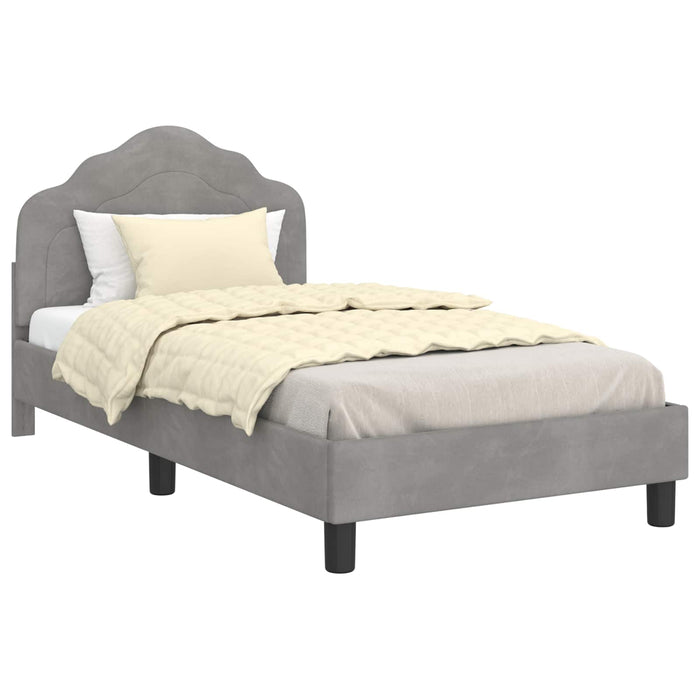 Cadru de pat pentru copii cu spătar Gri deschis 80 x 160 cm WALTI