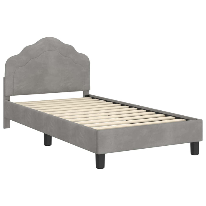 Cadru de pat pentru copii cu spătar Gri deschis 80 x 160 cm WALTI