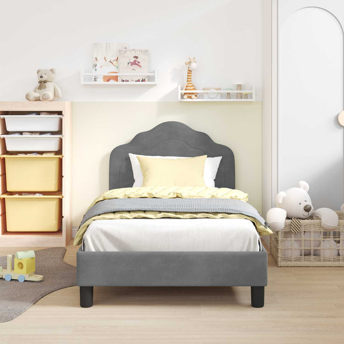 Cadru de pat pentru copii cu spătar Gri închis 80 x 160 cm WALTI