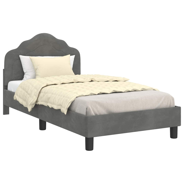 Cadru de pat pentru copii cu spătar Gri închis 80 x 160 cm WALTI