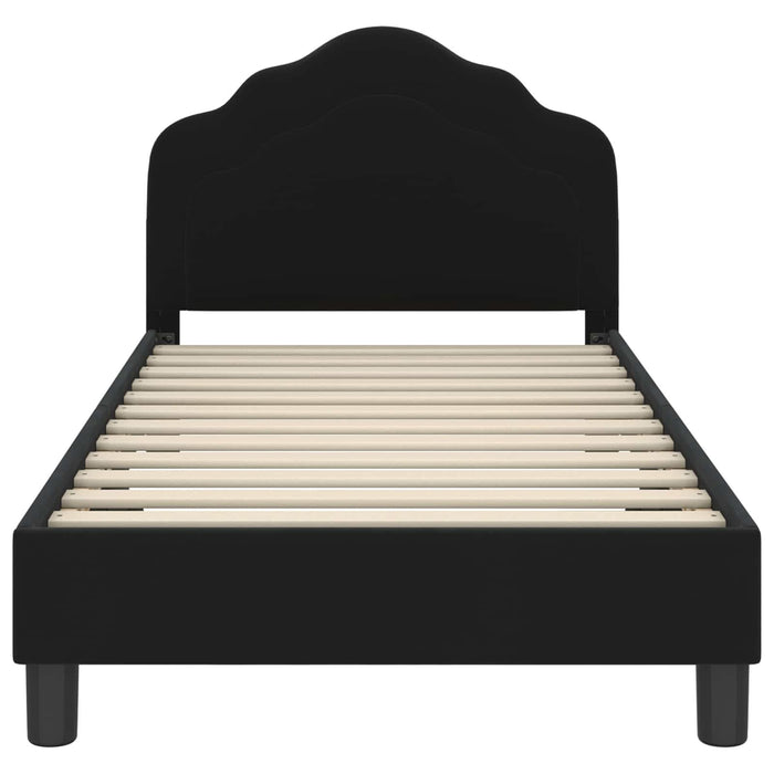 Cadru de pat pentru copii cu spătar Negru 80 x 160 cm Catifea WALTI