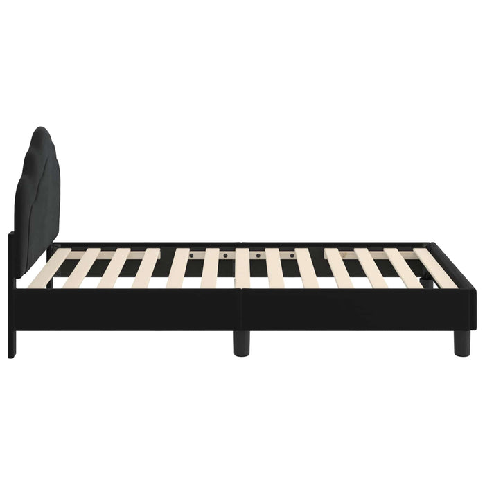 Cadru de pat pentru copii cu spătar Negru 80 x 160 cm Catifea WALTI