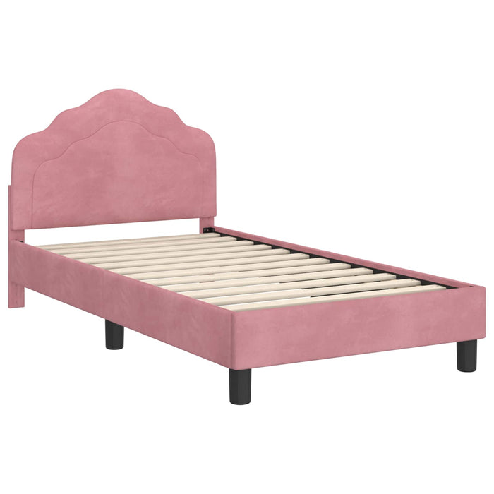 Cadru de pat pentru copii cu spătar Roz 80 x 160 cm Catifea WALTI