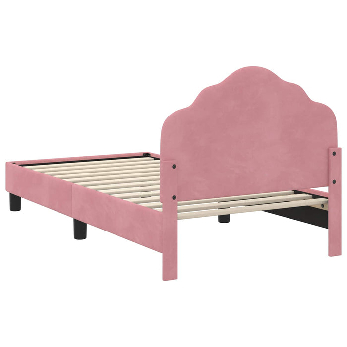 Cadru de pat pentru copii cu spătar Roz 80 x 160 cm Catifea WALTI