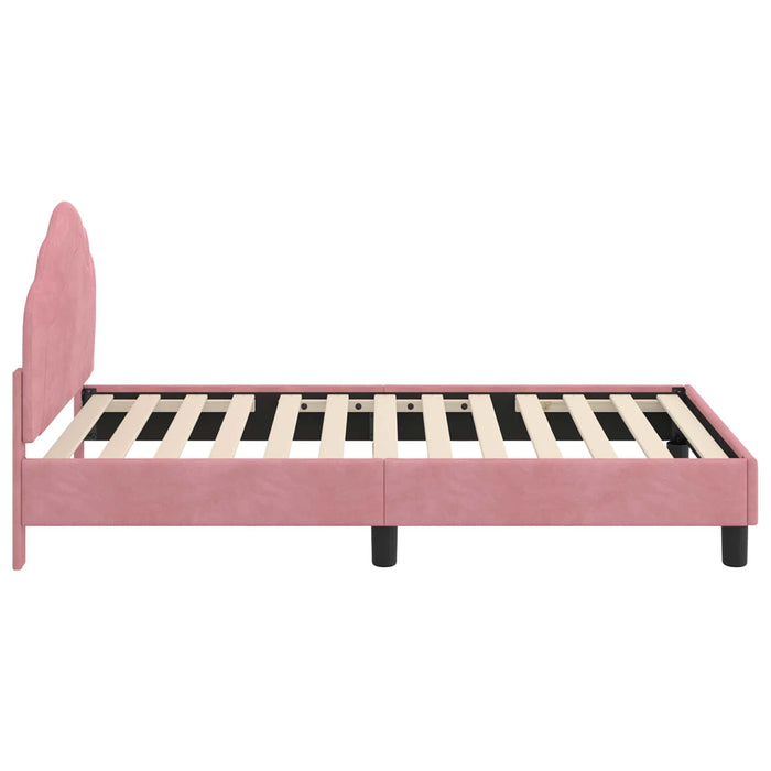 Cadru de pat pentru copii cu spătar Roz 80 x 160 cm Catifea WALTI