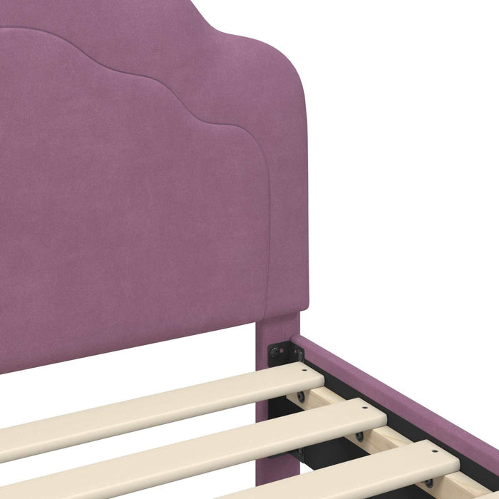 Cadru de pat pentru copii cu spătar Violet 80 x 160 cm Catifea WALTI