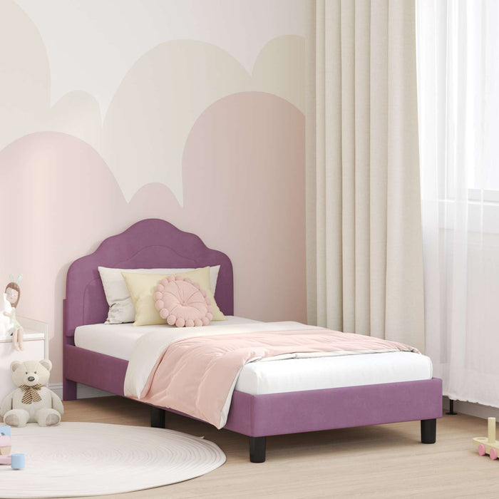 Cadru de pat pentru copii cu spătar Violet 80 x 160 cm Catifea WALTI