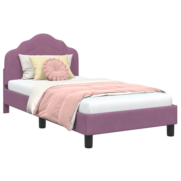 Cadru de pat pentru copii cu spătar Violet 80 x 160 cm Catifea WALTI