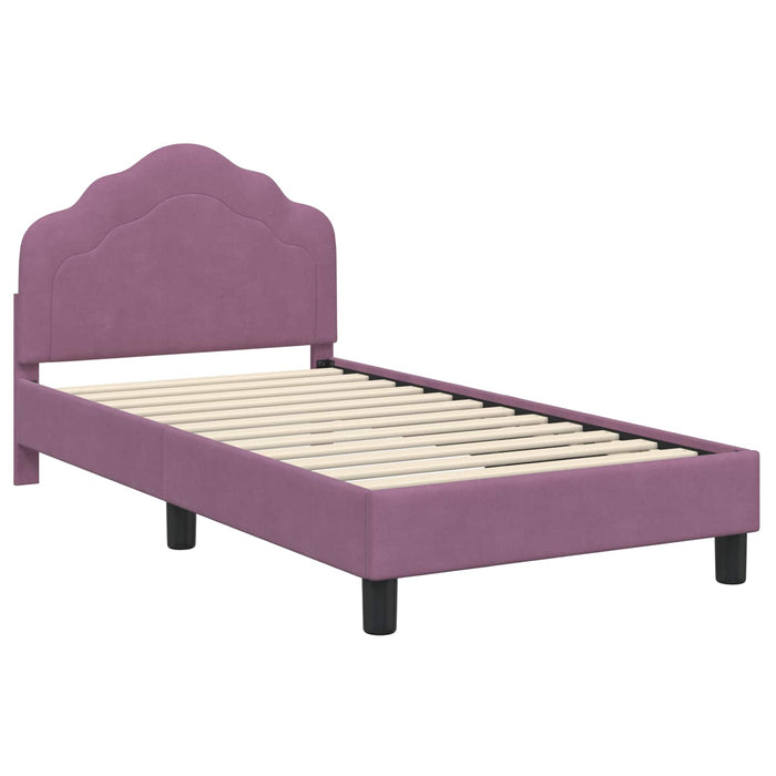 Cadru de pat pentru copii cu spătar Violet 80 x 160 cm Catifea WALTI