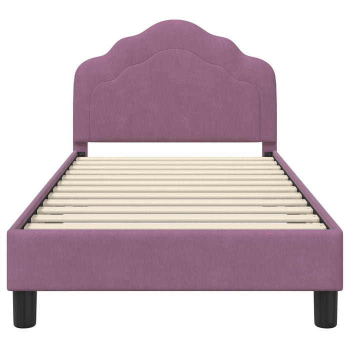 Cadru de pat pentru copii cu spătar Violet 80 x 160 cm Catifea WALTI