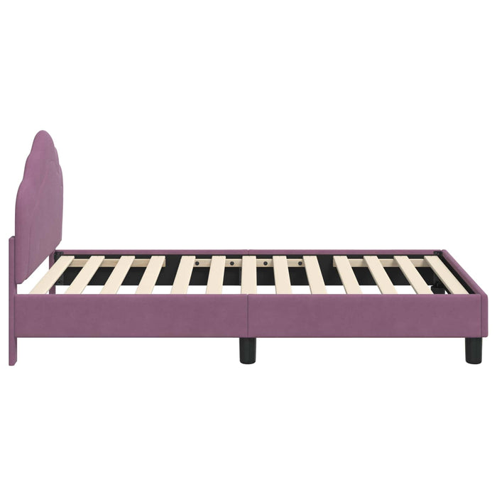 Cadru de pat pentru copii cu spătar Violet 80 x 160 cm Catifea WALTI