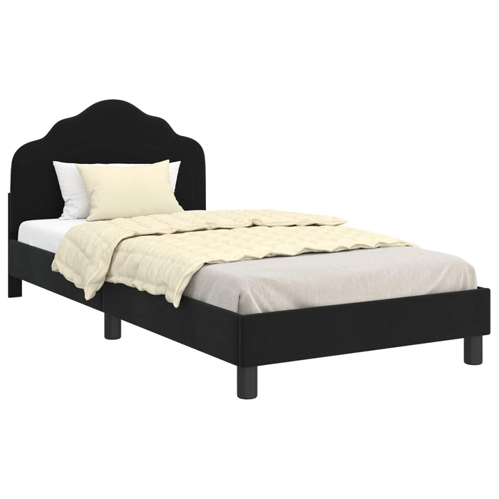 Cadru de pat pentru copii cu spătar Negru 80 x 200 cm Catifea - WALTI WALTI
