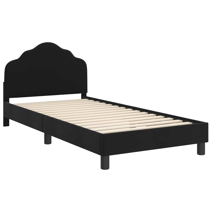 Cadru de pat pentru copii cu spătar Negru 80 x 200 cm Catifea - WALTI WALTI
