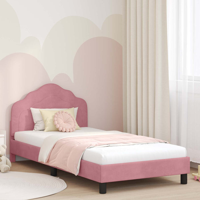 Cadru de pat pentru copii cu spătar Roz 80 x 200 cm Catifea WALTI