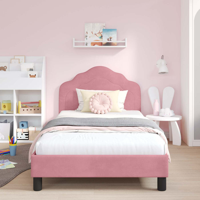 Cadru de pat pentru copii cu spătar Roz 80 x 200 cm Catifea WALTI