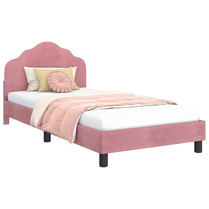 Cadru de pat pentru copii cu spătar Roz 80 x 200 cm Catifea WALTI