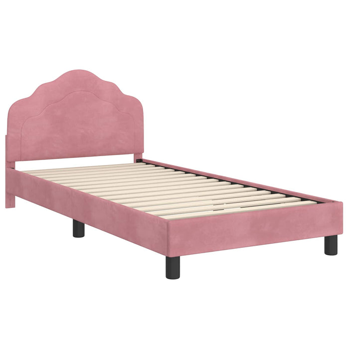 Cadru de pat pentru copii cu spătar Roz 80 x 200 cm Catifea WALTI