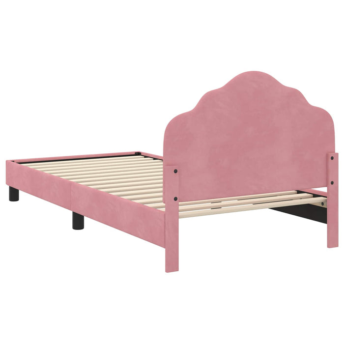 Cadru de pat pentru copii cu spătar Roz 80 x 200 cm Catifea WALTI