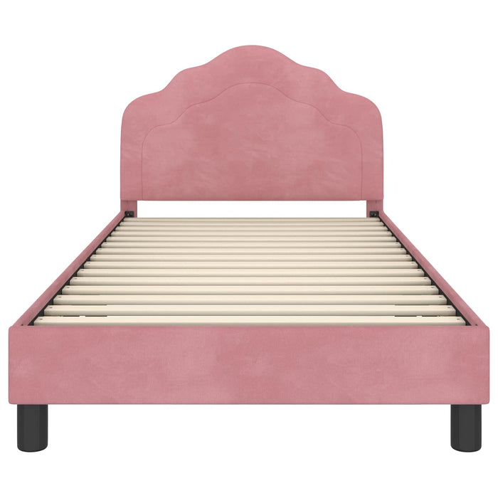 Cadru de pat pentru copii cu spătar Roz 80 x 200 cm Catifea WALTI