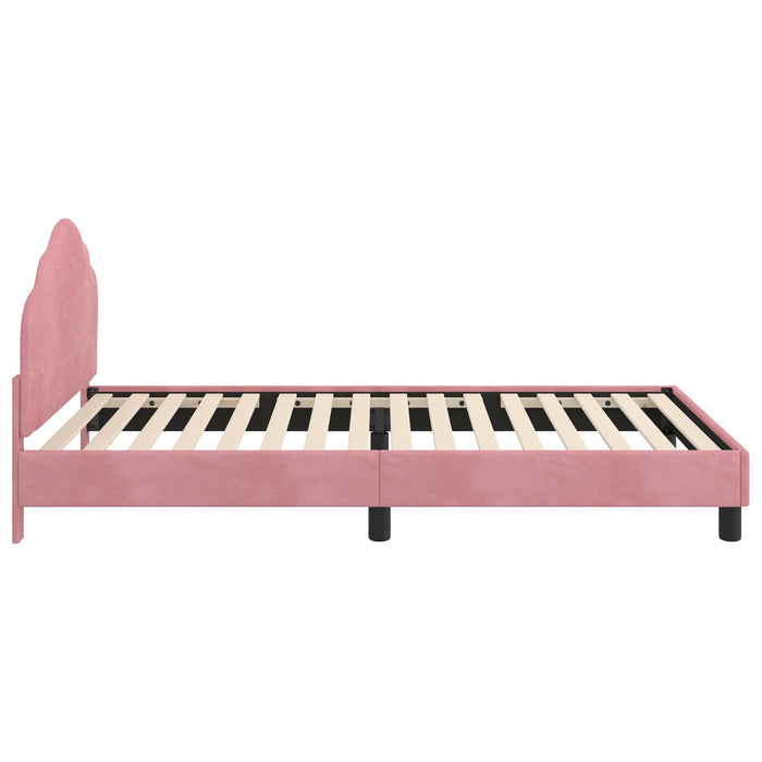 Cadru de pat pentru copii cu spătar Roz 80 x 200 cm Catifea WALTI