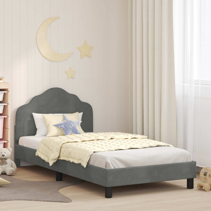 Cadru de pat pentru copii cu spătar Gri închis 90 x 190 cm - WALTI WALTI