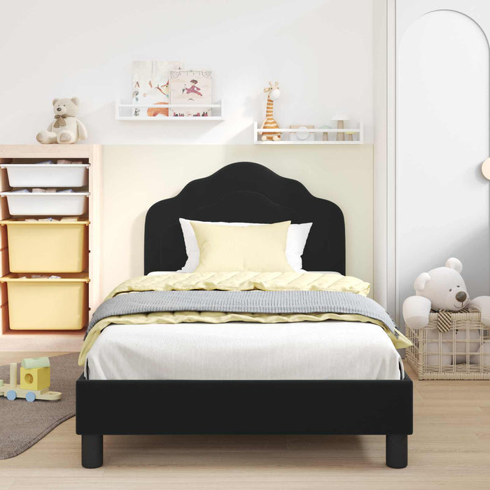 Cadru de pat pentru copii cu spătar Negru 90 x 190 cm Catifea - WALTI WALTI