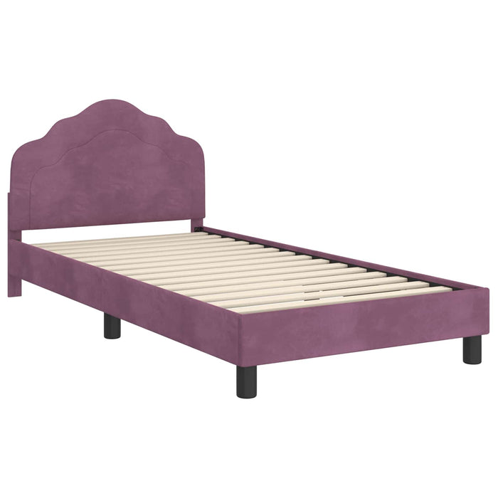 Cadru de pat pentru copii cu spătar Violet 90 x 190 cm Catifea WALTI