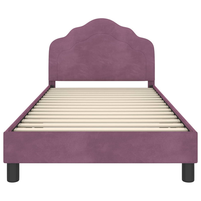Cadru de pat pentru copii cu spătar Violet 90 x 190 cm Catifea WALTI