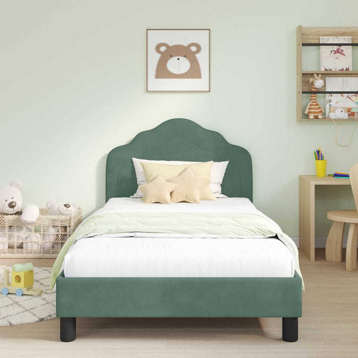 Cadru de pat pentru copii cu spătar Verde Mării 90 x 190 cm WALTI
