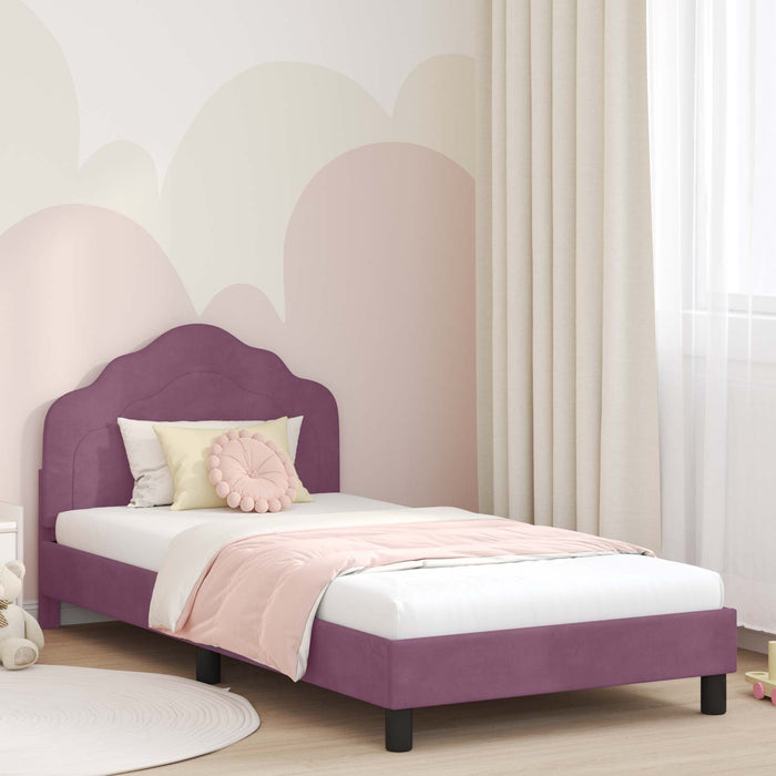 Cadru de pat pentru copii cu spătar Violet 90 x 200 cm Catifea WALTI