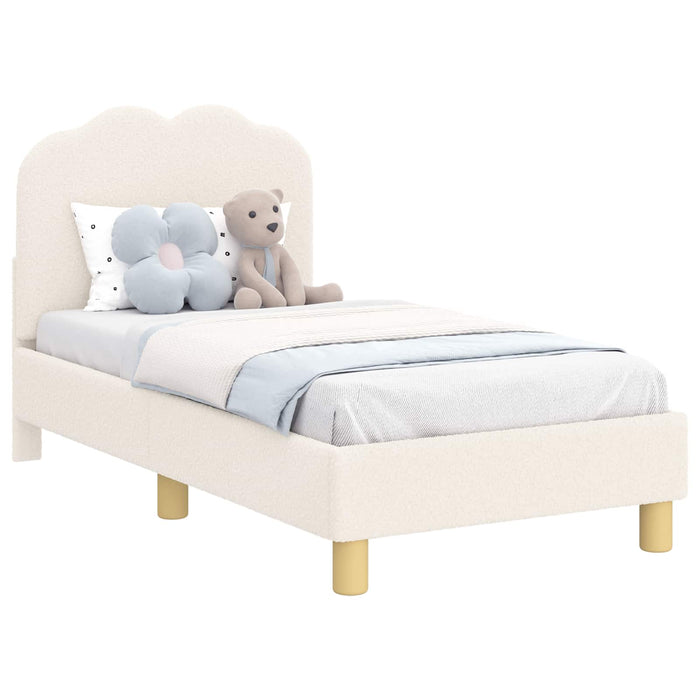 Cadru de pat pentru copii cu spătar Crem 70 x 140 cm Bouclé WALTI