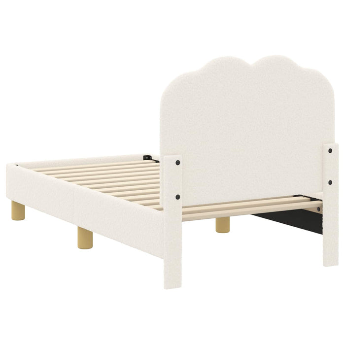Cadru de pat pentru copii cu spătar Crem 70 x 140 cm Bouclé WALTI