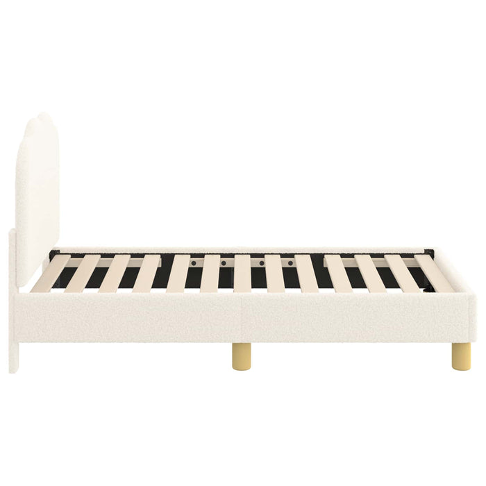 Cadru de pat pentru copii cu spătar Crem 70 x 140 cm Bouclé WALTI