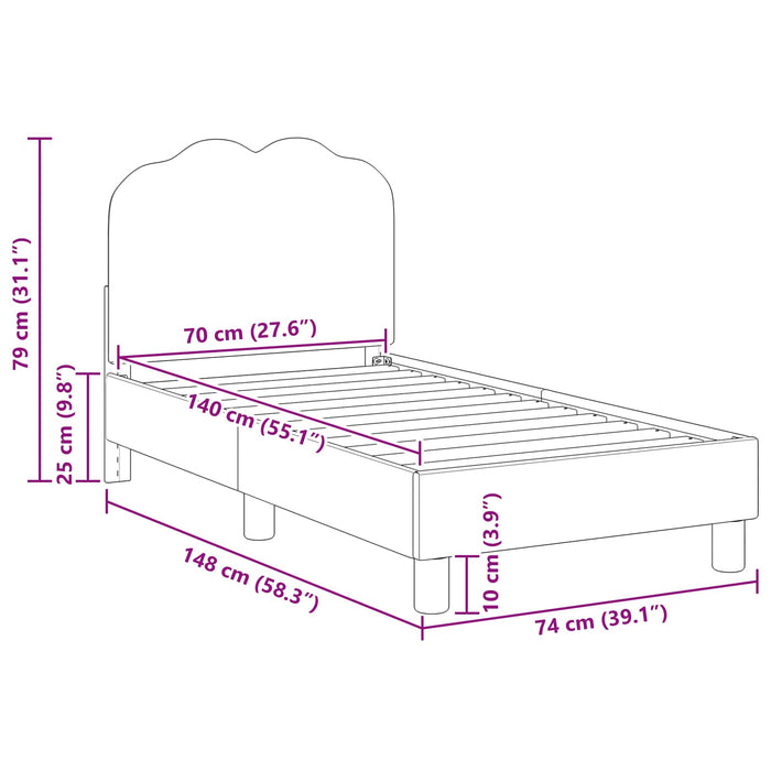 Cadru de pat pentru copii cu spătar Crem 70 x 140 cm Bouclé WALTI