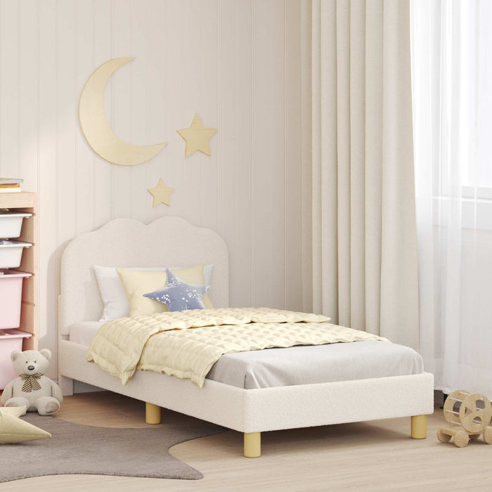 Cadru de pat pentru copii cu spătar Crem 80 x 160 cm Bouclé WALTI
