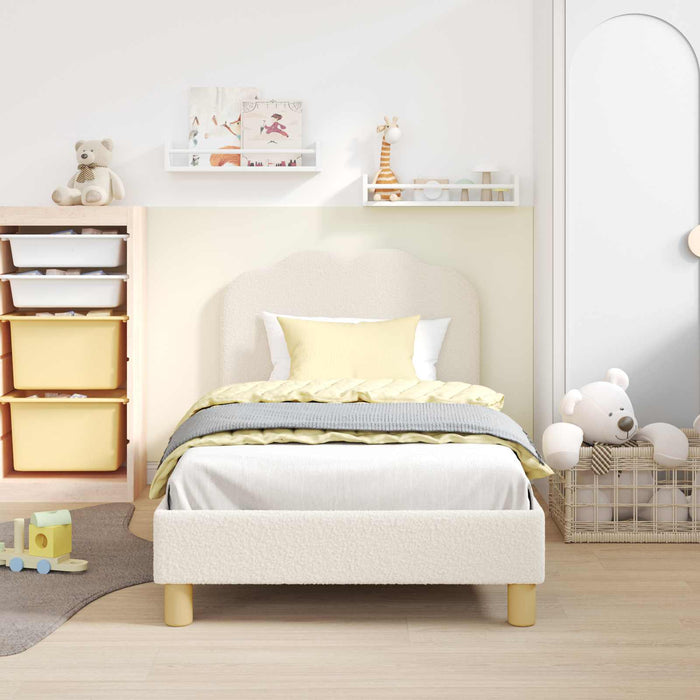 Cadru de pat pentru copii cu spătar Crem 80 x 160 cm Bouclé WALTI