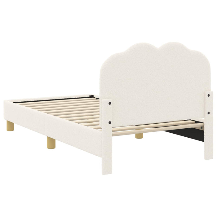 Cadru de pat pentru copii cu spătar Crem 80 x 160 cm Bouclé WALTI