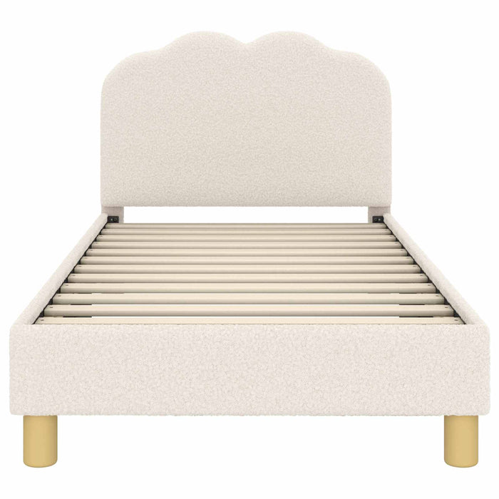 Cadru de pat pentru copii cu spătar Crem 80 x 160 cm Bouclé WALTI