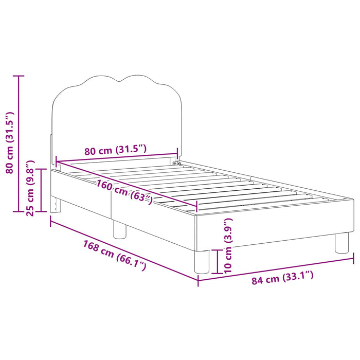Cadru de pat pentru copii cu spătar Crem 80 x 160 cm Bouclé WALTI