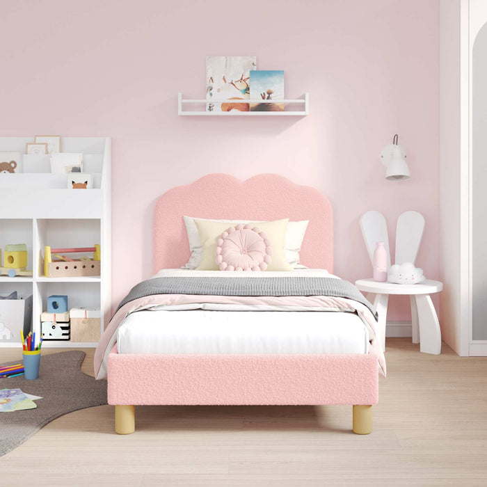 Cadru de pat pentru copii cu spătar Roz 80 x 160 cm Bouclé WALTI