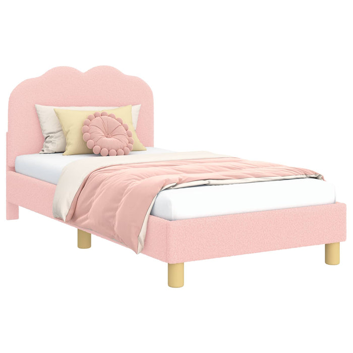 Cadru de pat pentru copii cu spătar Roz 80 x 160 cm Bouclé WALTI