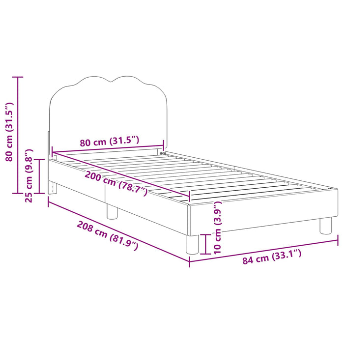 Cadru de pat pentru copii cu spătar Gri deschis 80 x 200 cm - WALTI WALTI